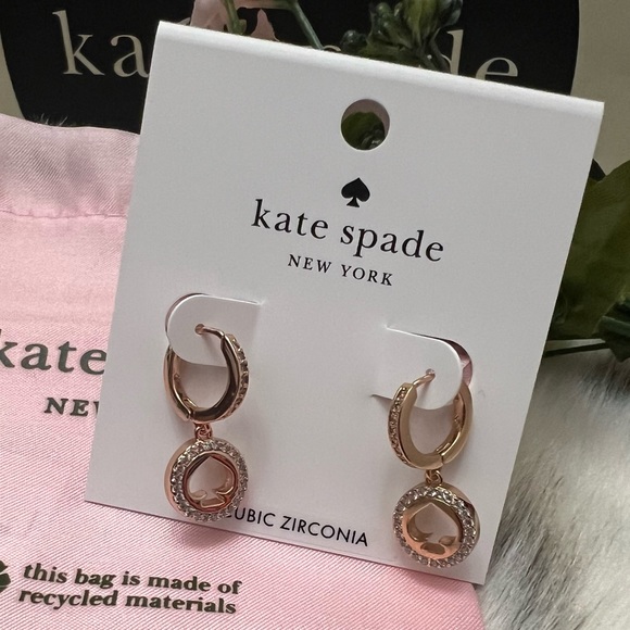 Kate Spade ♠️ Rose Gold Earrings NWT w/ a Pink Gift Bag - Picture 2 of 3